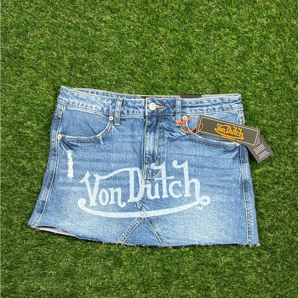 Von Dutch Blue Denim Skirt with Logo